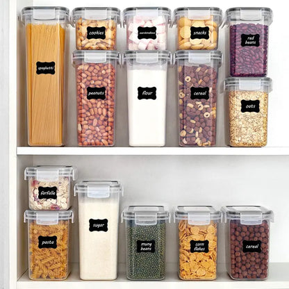 Airtight Food Storage Containers Set with Labels and Silicone Utensils