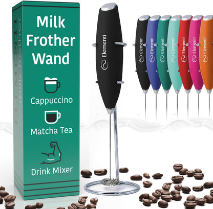 Milk Frother Handheld Electric Matcha Whisk (Black), Electric Milk Frother for Coffee Frother Electric Handheld Drink Mixer, Hand Frother Milk Foamer, Foam Maker for Coffee Stirrers