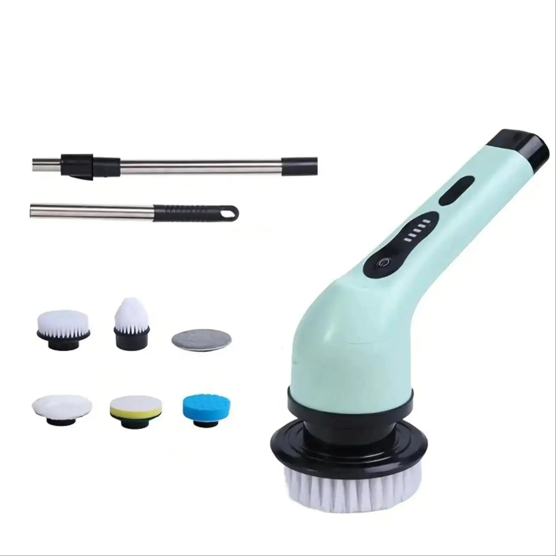 Multifunctional Electric Spin Scrubber with 6 Replaceable Brush Heads, Summer Rechargeable Cordless Scrubbing Spin Brush, Power Scrubber with Adjustable Handle, Cleaning Brush for Bathtub Tile Floor