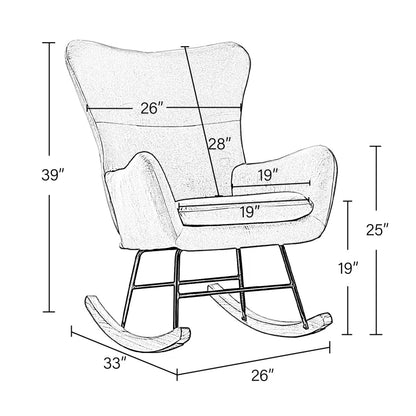 Meno 26''Wide Modern Stylish Upholstered Arms Nursery Rocking Accent Chair