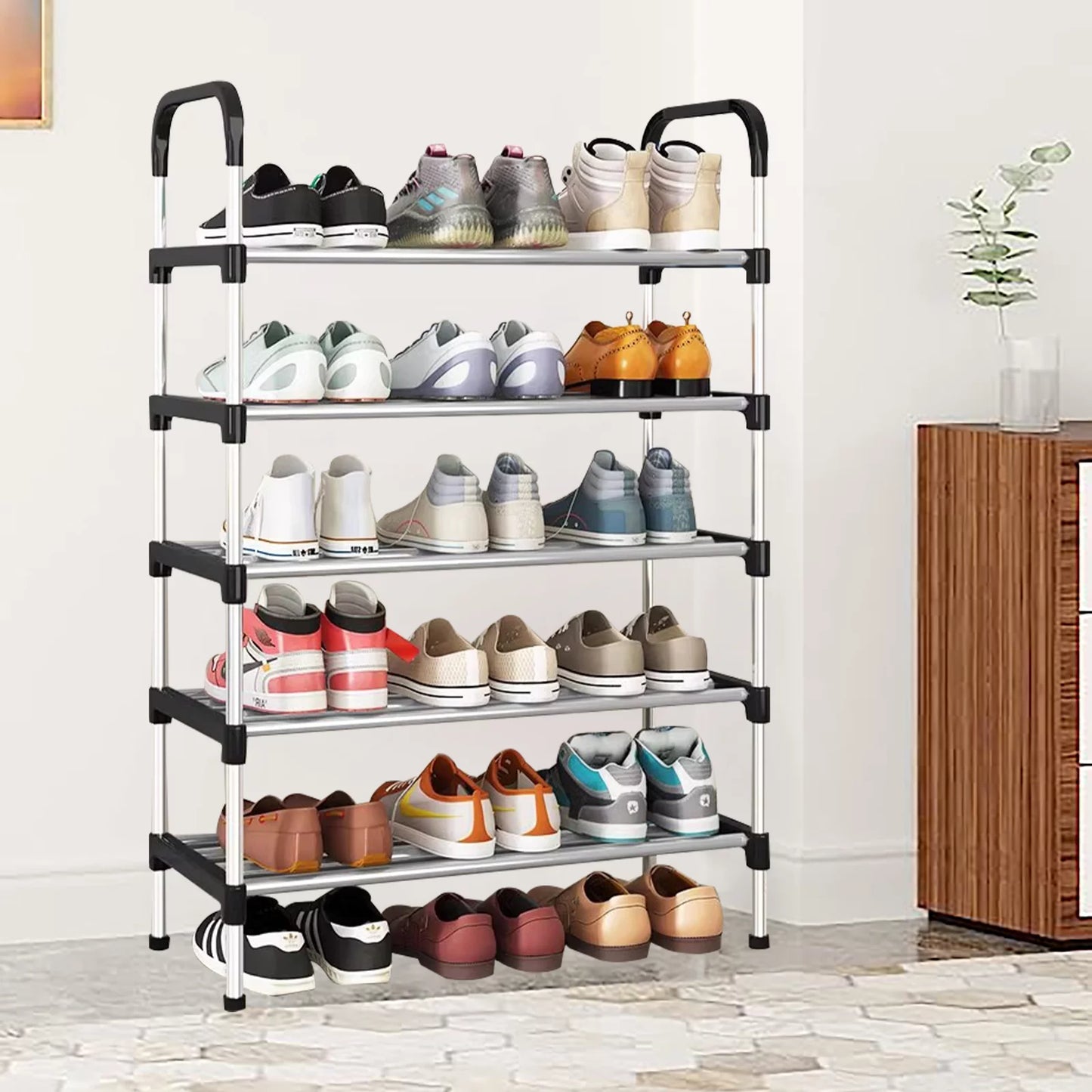 9 Tier Shoe Rack, 27 Pairs Shoes Storage Cabinet Organizer Shelf with Cover for Closet Entryway, Gray